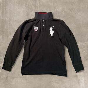 Youth Polo Ralph Lauren Long Sleeve Big Pony Rugby Shirt, Black, Size Medium (10
